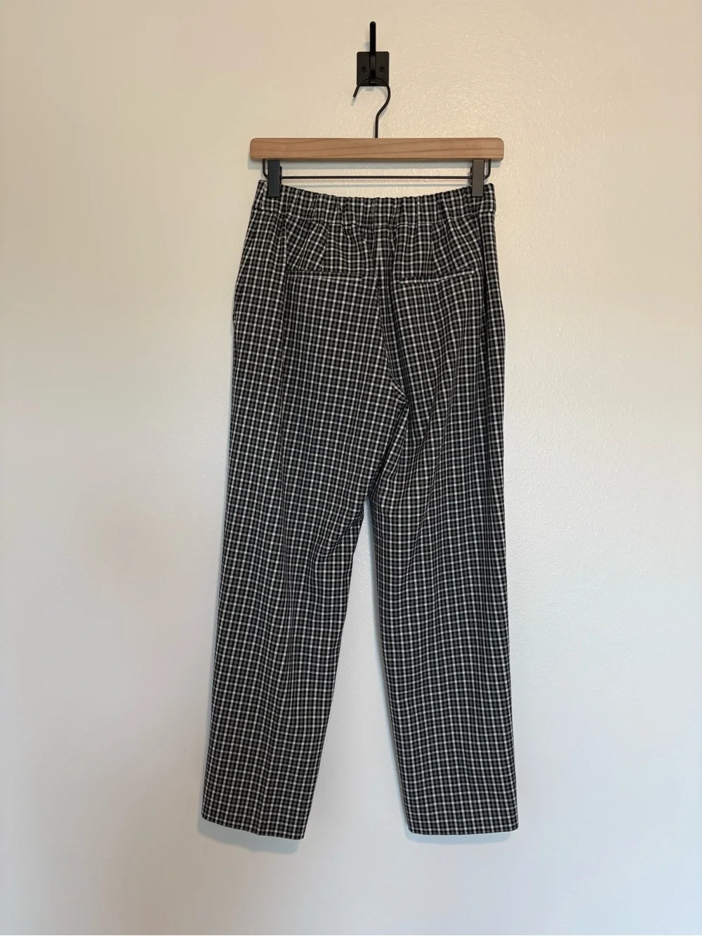 J. Crew Tartan Plaid High Rise Pull-On Straight Trouser Pant Preppy Black 4